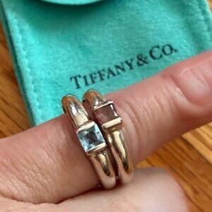 Rare TIFFANY & CO blue aquamarine stacking Ring